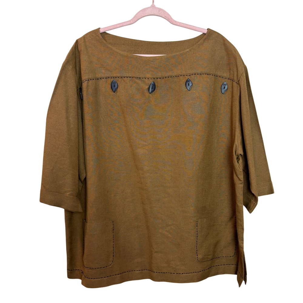 Brownstone Studio Linen Tunic Top Blouse Bohemian Earthy Boho Relaxed Nature 20W